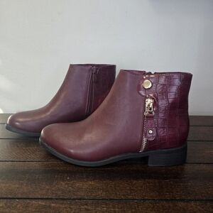 Patrizia By Spring Step Maroon Ankle Boots Size 5.5 EU 36